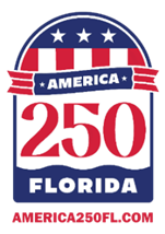 Red, white and blue America250FL logo